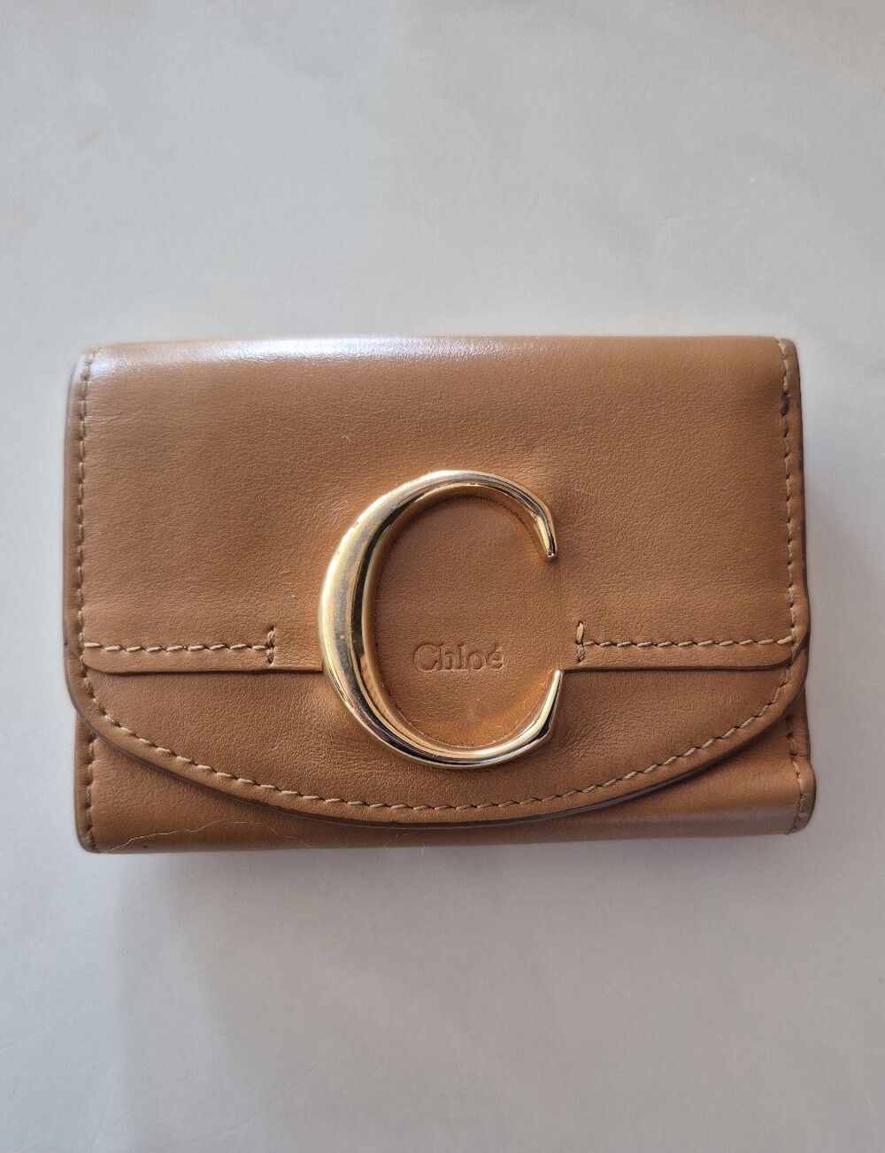 Chloé C Leather Trifold Compact Wallet